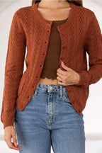 Pointelle Knit Button-Up Cardigan