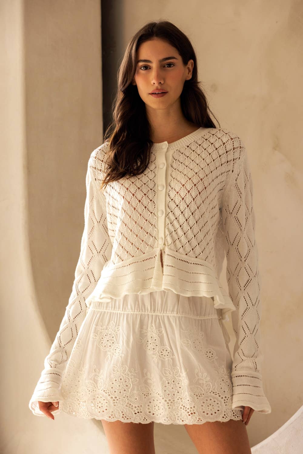 Pointelle Knit Cardigan