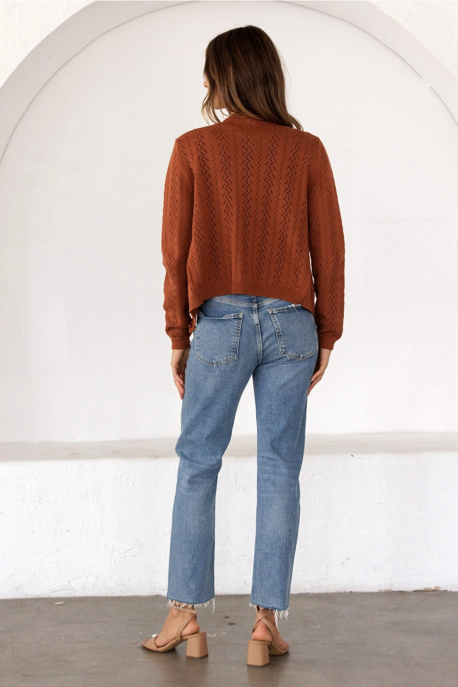Pointelle Knit Button-Up Cardigan