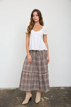 V-Neck Lace Puff Sleeve Button Down Top