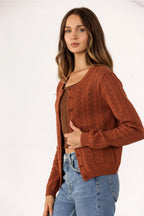 Pointelle Knit Button-Up Cardigan