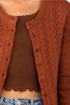 Pointelle Knit Button-Up Cardigan