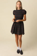 Rowan Plaid Smocked Mini Dress