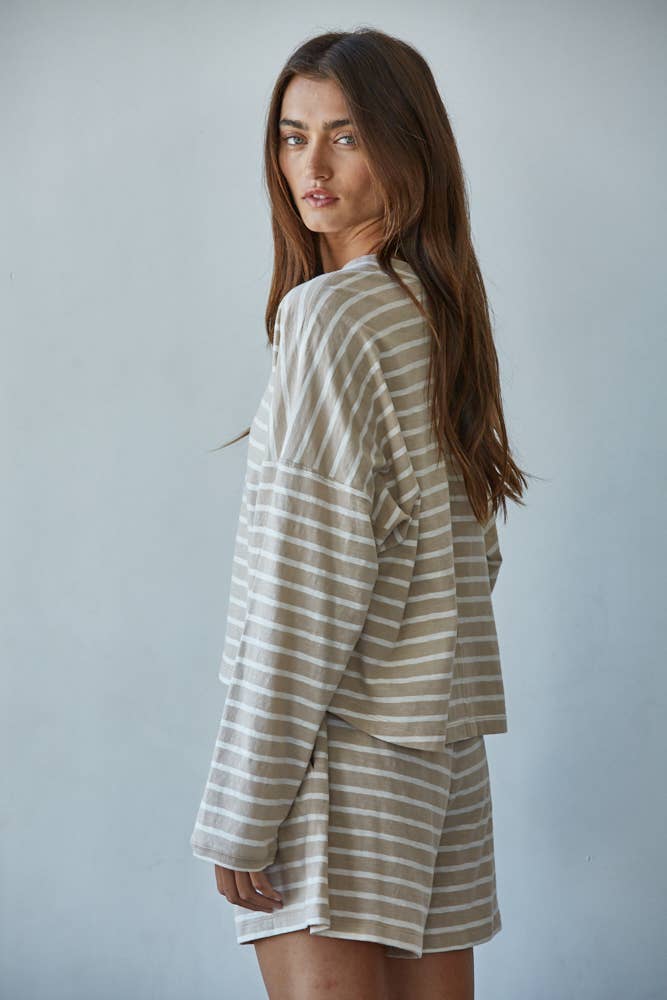 Teddy Striped Long Sleeve Top