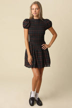 Rowan Plaid Smocked Mini Dress