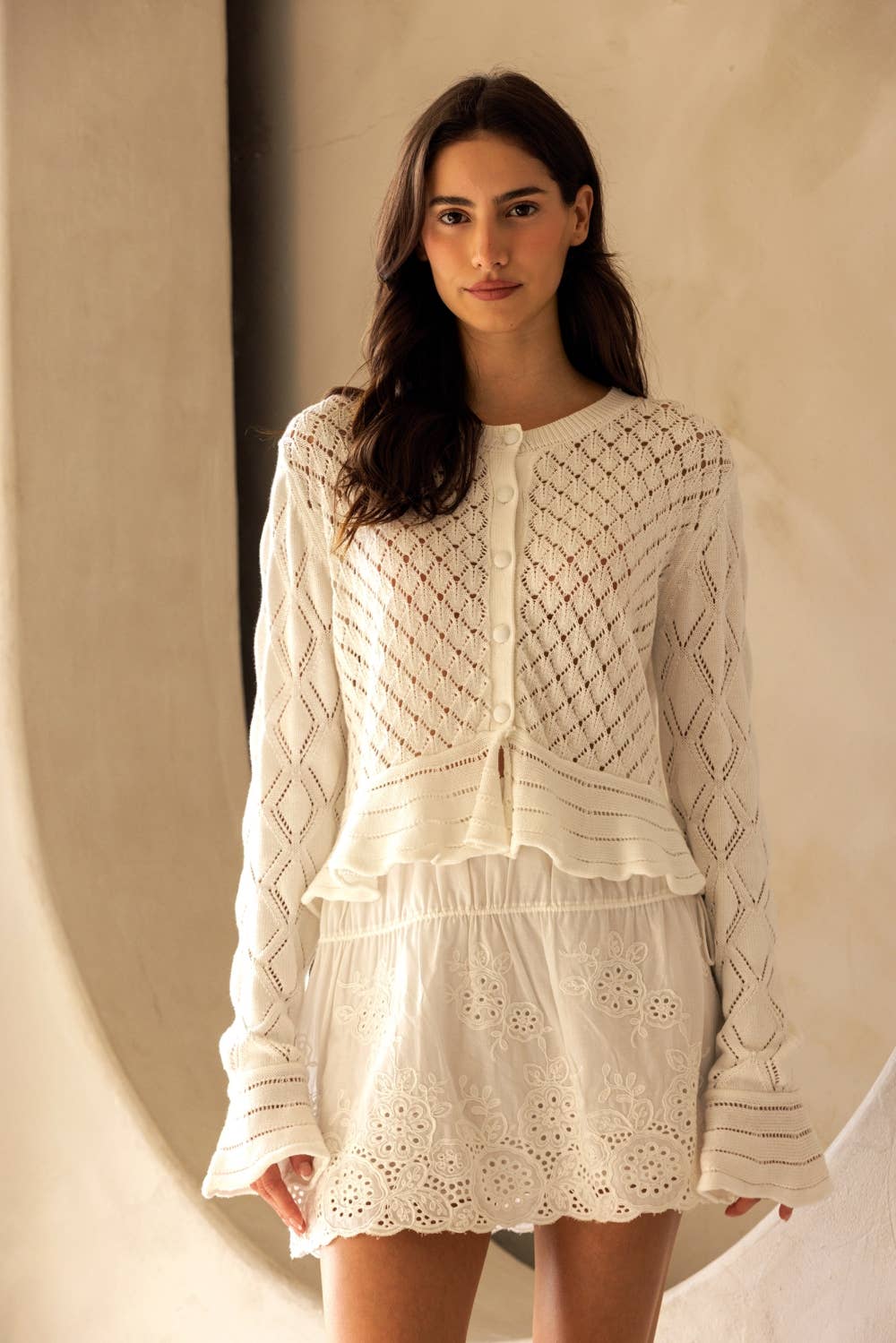 Pointelle Knit Cardigan