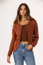 Pointelle Knit Button-Up Cardigan