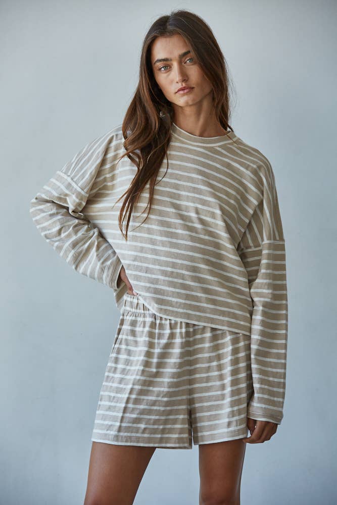 Teddy Striped Long Sleeve Top