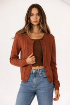 Pointelle Knit Button-Up Cardigan