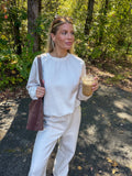 Cotton Fleece Crewneck in Eggshell