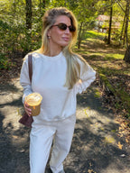 Cotton Fleece Crewneck in Eggshell
