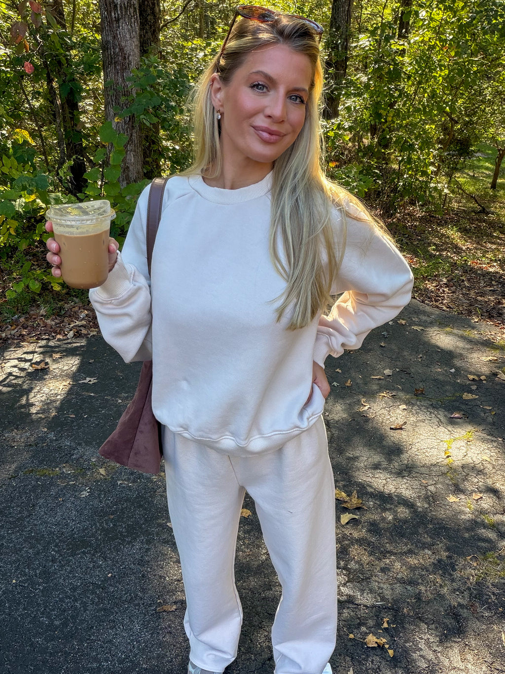 Cotton Fleece Sweatpants in Eggshell