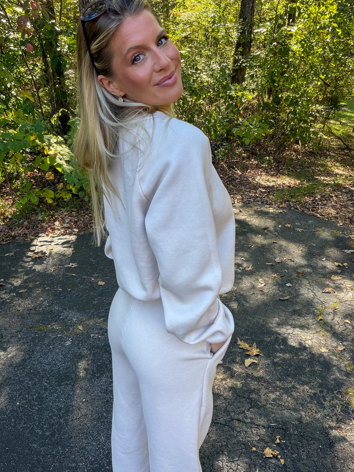 Cotton Fleece Sweatpants in Eggshell