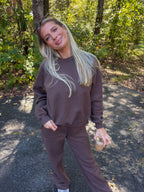 Cotton Fleece Crewneck in Cocoa