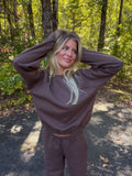 Cotton Fleece Crewneck in Cocoa