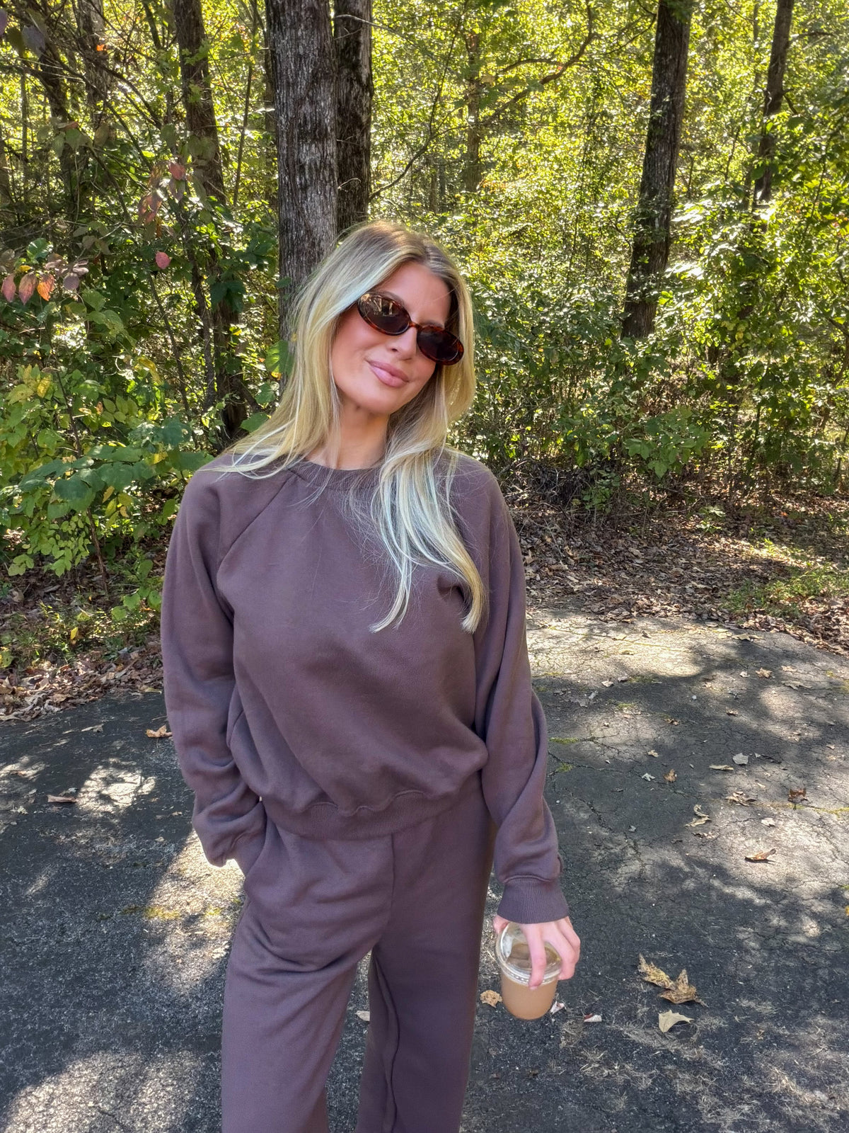 Cotton Fleece Crewneck in Cocoa