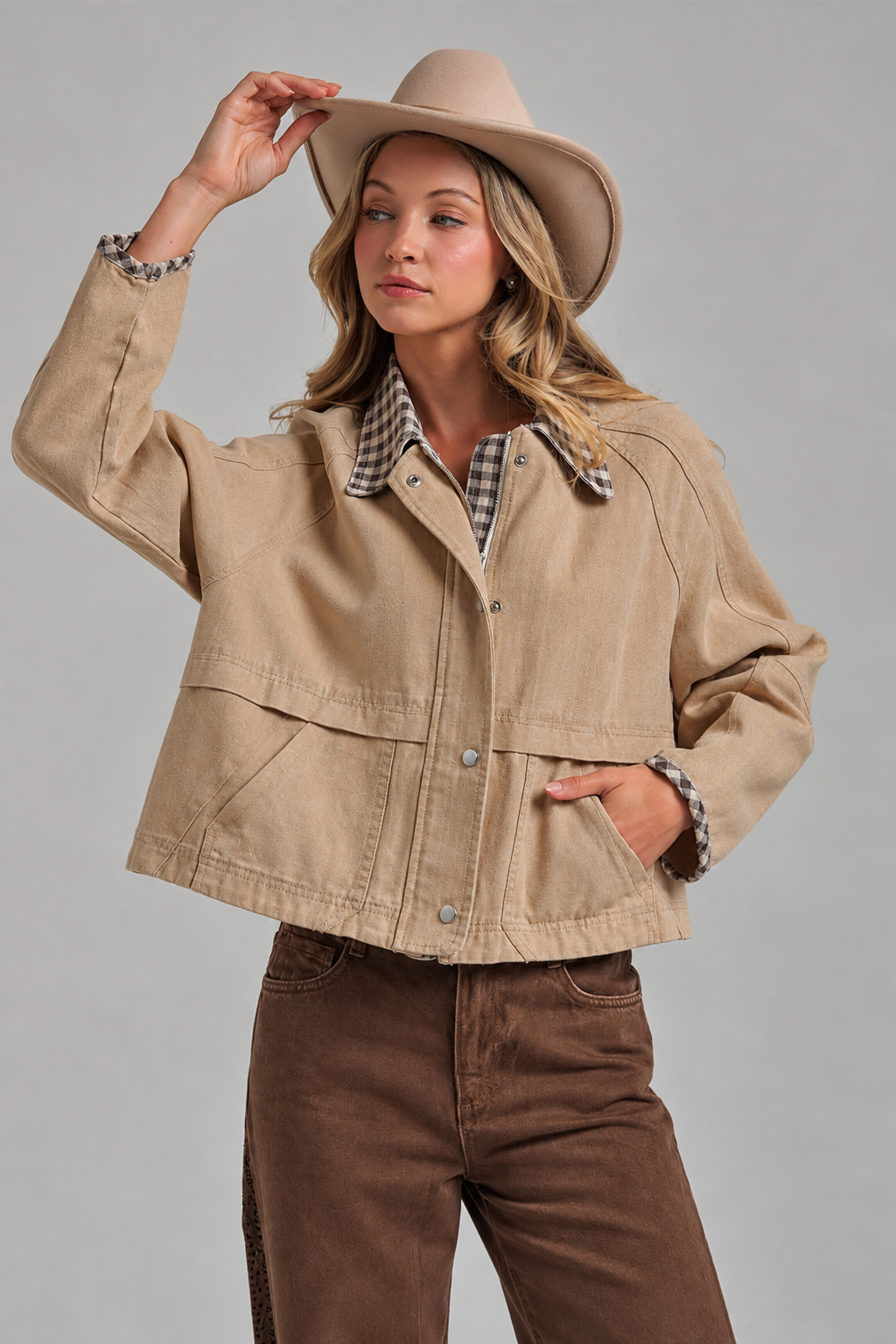 Vintage Gingham Barn Jacket