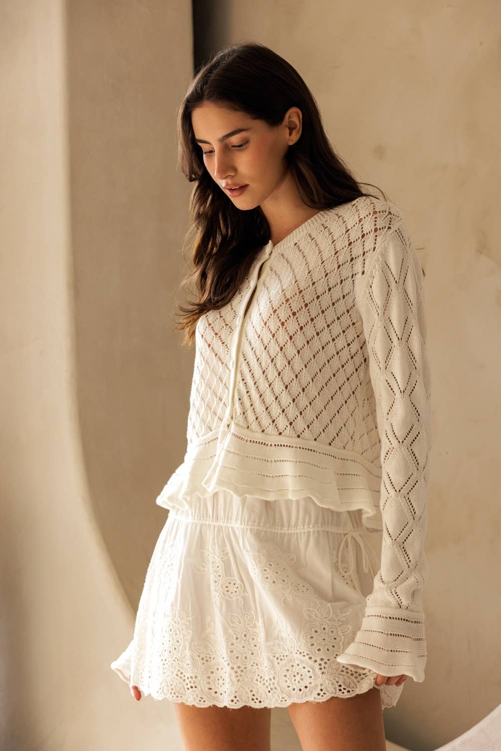 Pointelle Knit Cardigan