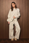 Plaid Trim Drawstring Wide Leg Lounge Pants