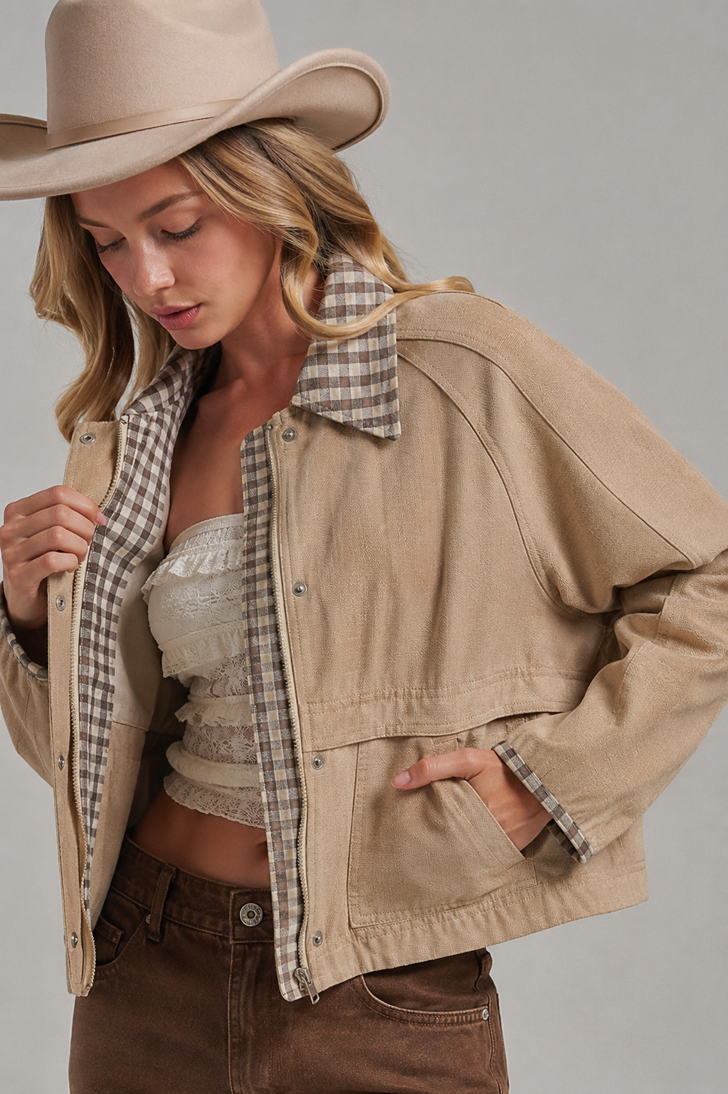 Vintage Gingham Barn Jacket