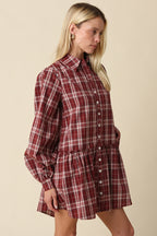 Luci Plaid Babydoll Mini Dress