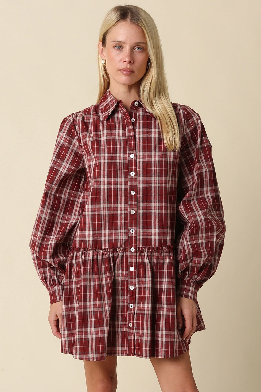 Luci Plaid Babydoll Mini Dress