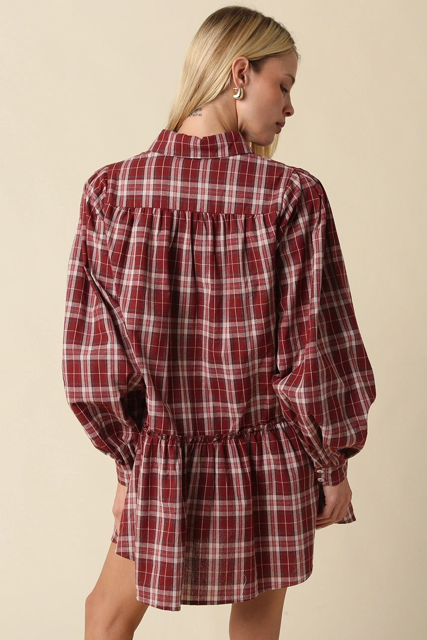 Luci Plaid Babydoll Mini Dress