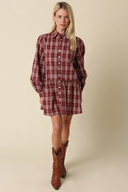 Luci Plaid Babydoll Mini Dress