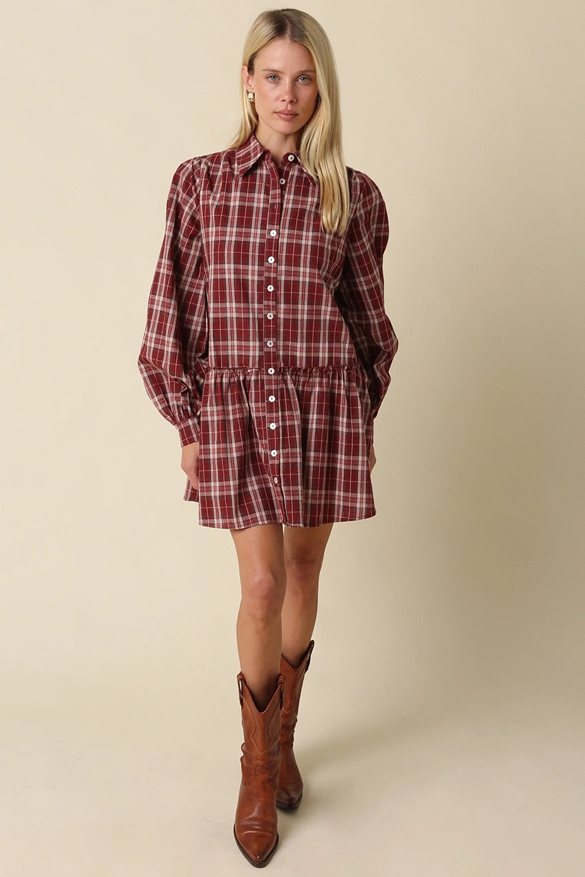 Luci Plaid Babydoll Mini Dress