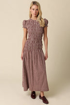 Sena Plaid Puff Sleeve Maxi Dress